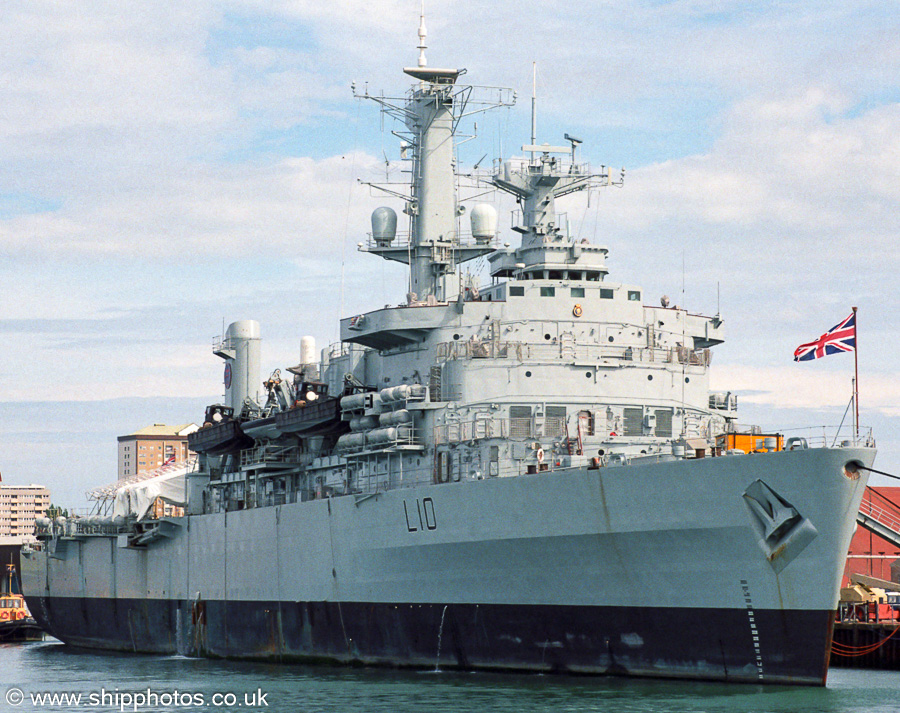 Photograph of the vessel HMS Fearless pictured in Portsmouth Naval Base on 22nd July 2001