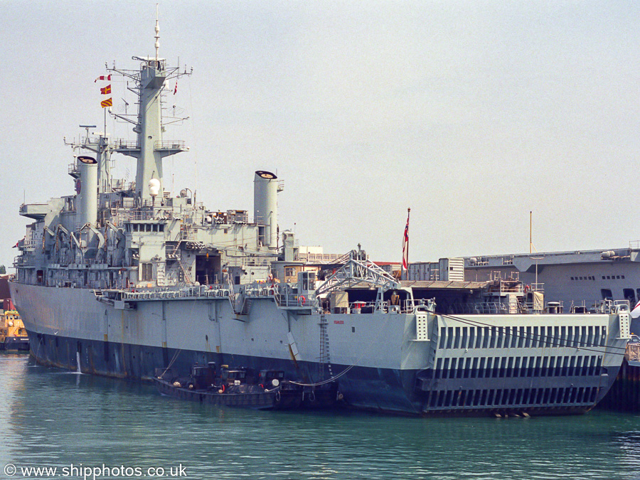 Photograph of the vessel HMS Fearless pictured laid up in Portsmouth Harbour on 3rd July 2005