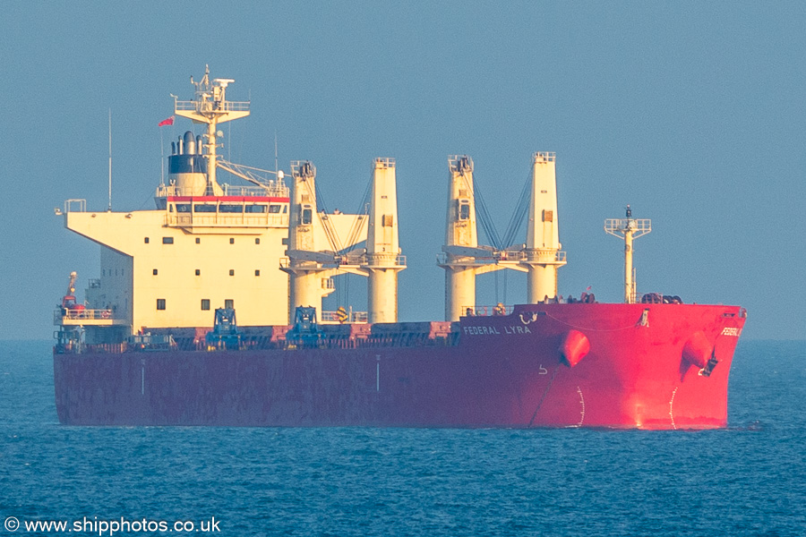 Photograph of the vessel  Federal Lyra pictured at anchor off Tynemouth on 1st February 2025