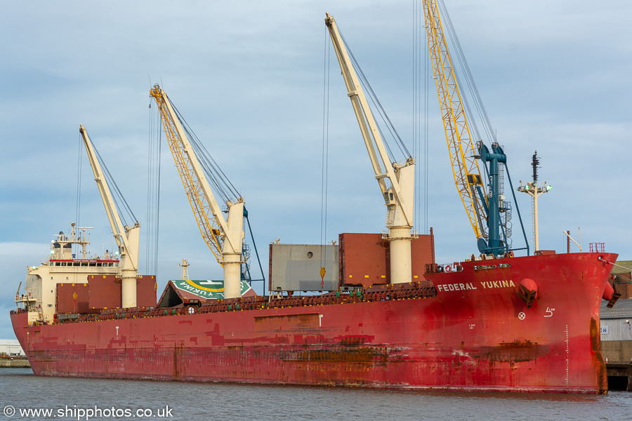 Photograph of the vessel  Federal Yukina pictured at Greenwells Quay, Sunderland on 21st February 2020