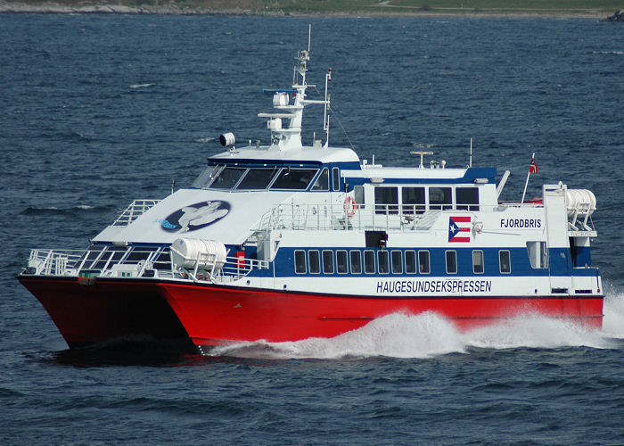 Photograph of the vessel  Fjordbris pictured departing Stavanger on 13th May 2005