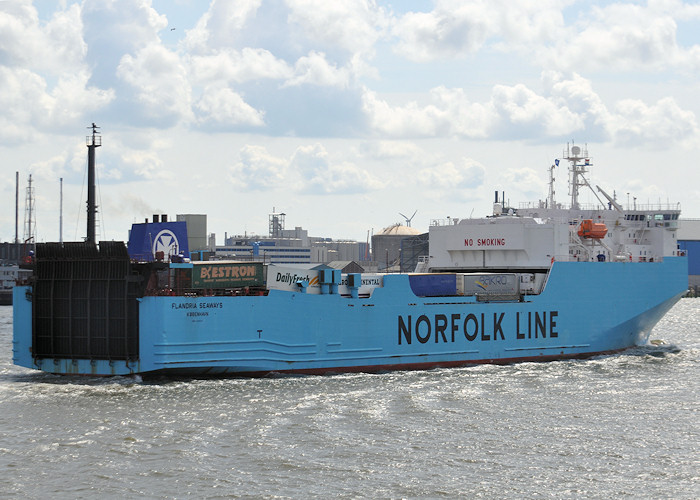 Photograph of the vessel  Flandria Seaways pictured passing Vlaardingen on 24th June 2011