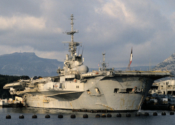 Photograph of the vessel FS Foch pictured at Toulon on 16th December 1991