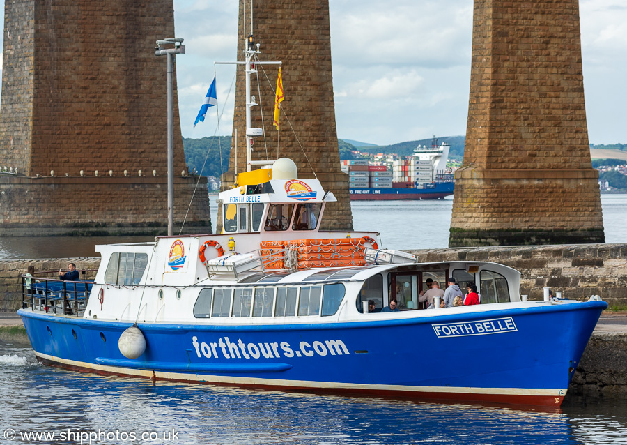 Photograph of the vessel  Forth Belle pictured at Hawes Pier, South Queensferry on 6th August 2023