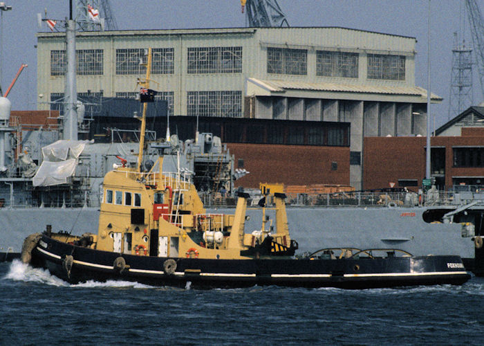 RMAS Foxhound pictured in Portsmouth Harbour on 21st April 1990