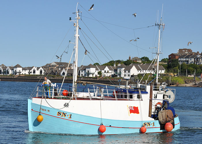 Photograph of the vessel fv Frem W pictured arriving at the Fish Quay, North Shields on 3rd June 2011