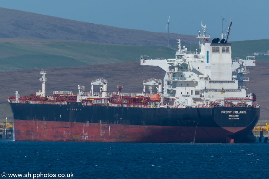 Photograph of the vessel  Front Polaris pictured at Sullom Voe Oil Terminal on 16th May 2022