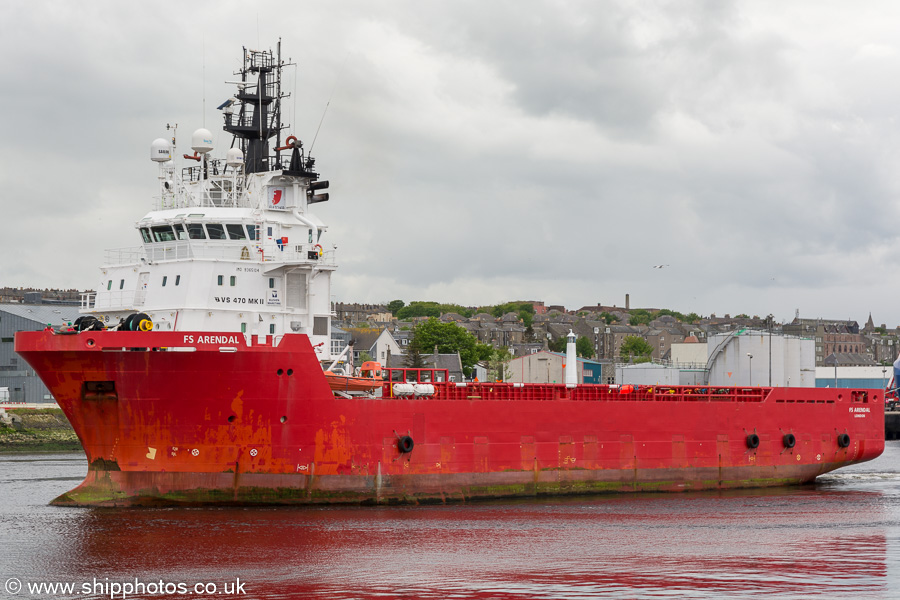 Photograph of the vessel  FS Arendal pictured departing Aberdeen on 28th May 2019