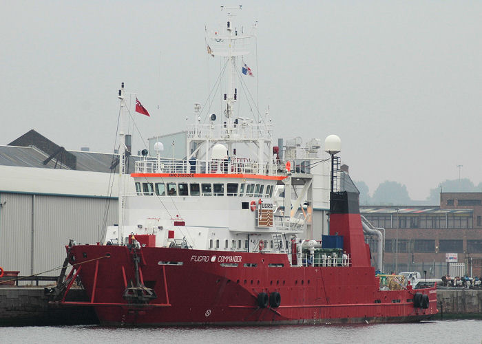 Photograph of the vessel rv Fugro Commander pictured in Liverpool Docks on 27th June 2009