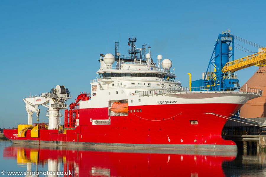 Photograph of the vessel  Fugro Symphony pictured at Blyth on 27th December 2016