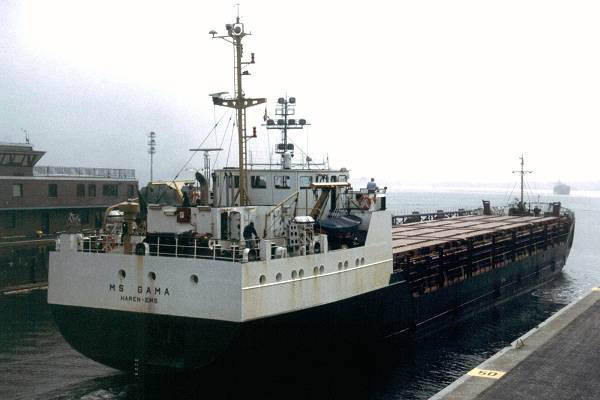 Photograph of the vessel  Gama pictured on the Kiel Canal at Holtenau on 28th May 1998