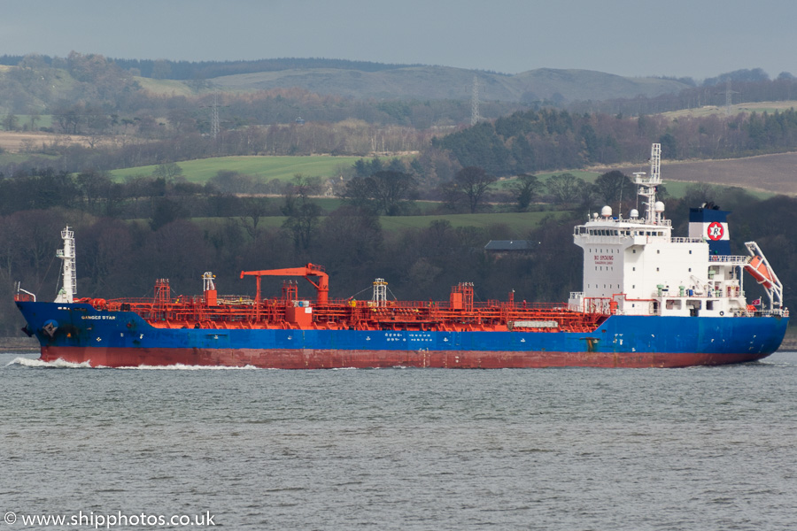 Photograph of the vessel  Ganges Star pictured approaching Grangemouth on 4th April 2015