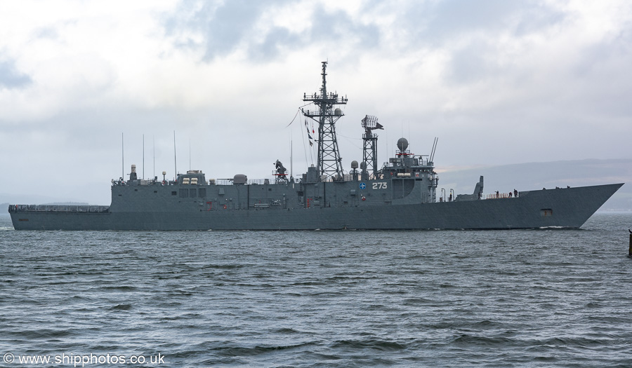 Photograph of the vessel ORP Generał Tadeusz Kościuszko pictured passing Greenock on 30th September 2022