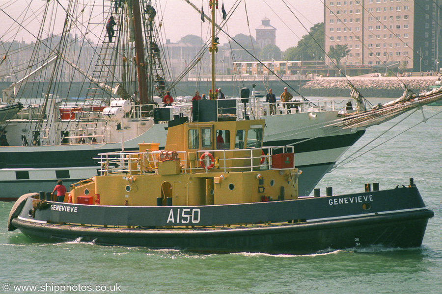Photograph of the vessel RMAS Genevieve pictured in Portsmouth Harbour on 24th August 2001