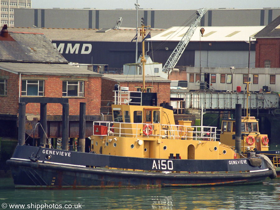 Photograph of the vessel RMAS Genevieve pictured in Portsmouth Dockyard on 6th July 2002