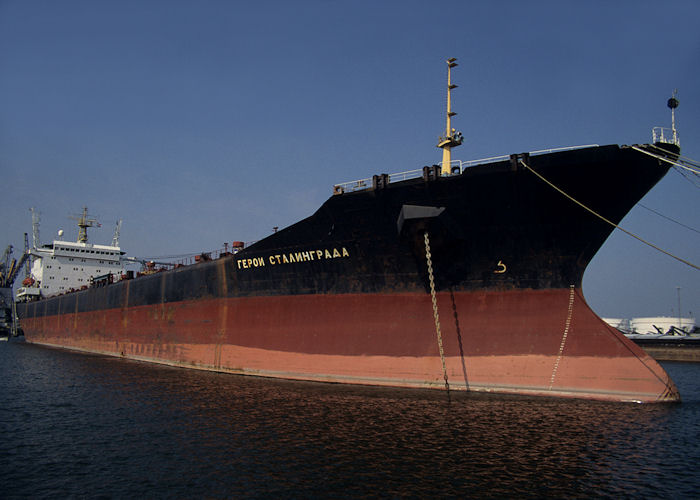 Photograph of the vessel  Geroi Stalingrada pictured laid up in Botlek, Rotterdam on 14th April 1996