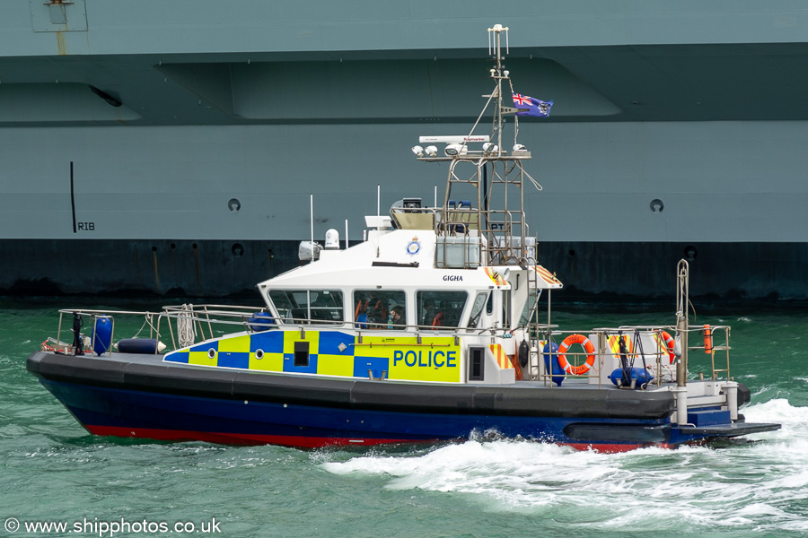 Photograph of the vessel  Gigha pictured in Portsmouth Naval Base on 19th April 2024
