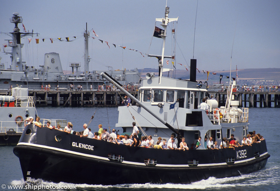 Photograph of the vessel XSV Glencoe pictured in Portland Harbour on 23rd July 1989