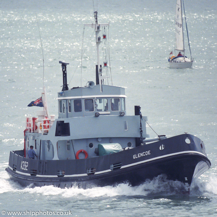 Photograph of the vessel XSV Glencoe pictured approaching Portsmouth Harbour on 30th July 1989
