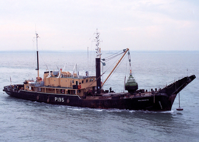RMAS Goldeneye pictured entering Portsmouth Harbour on 26th October 1988