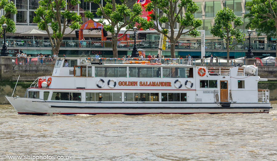 Photograph of the vessel  Golden Salamander pictured in London on 6th July 2023
