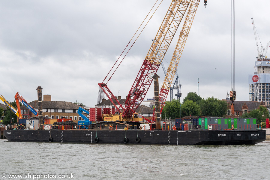 Photograph of the vessel  GPS 601 pictured at Chambers Wharf, Bermondsey on 20th July 2025
