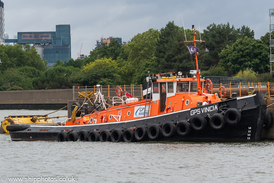 Photograph of the vessel  GPS Vincia pictured at North Woolwich on 20th July 2025
