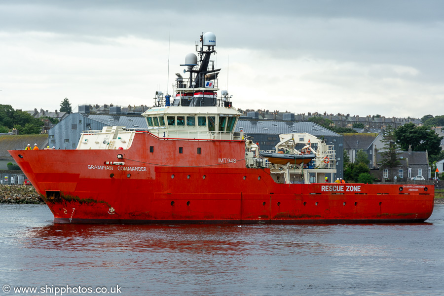 Photograph of the vessel  Grampian Commander pictured departing Aberdeen on 7th August 2023