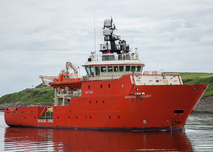 Photograph of the vessel  Grampian Conquest pictured arriving at Aberdeen on 12th June 2014