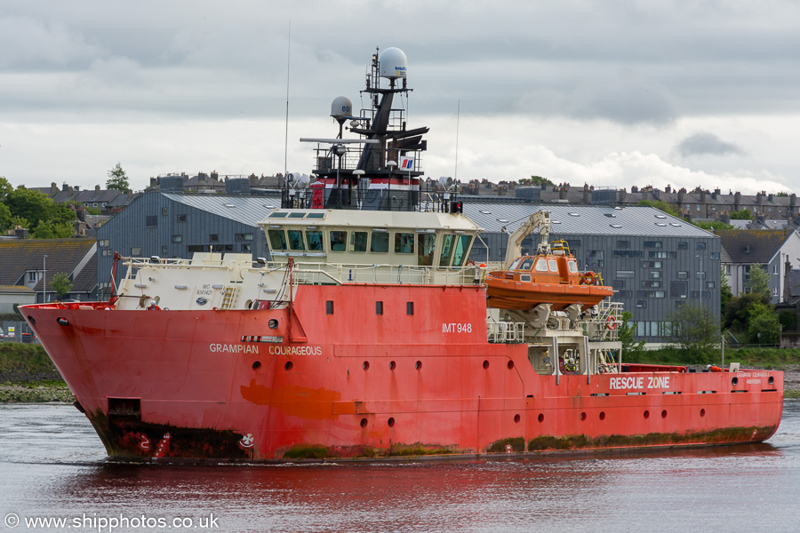 Photograph of the vessel  Grampian Courageous pictured departing Aberdeen on 27th May 2019