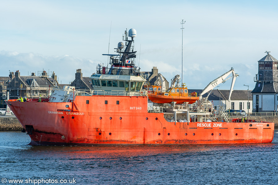 Photograph of the vessel  Grampian Courageous pictured arriving at Aberdeen on 11th September 2024