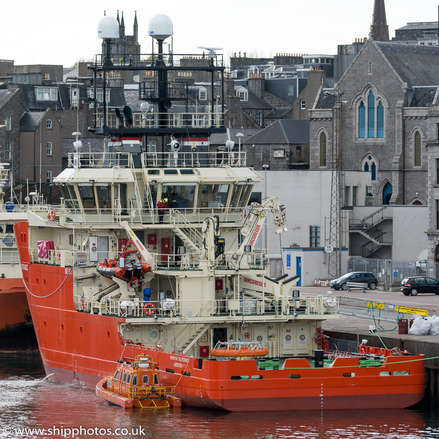 Photograph of the vessel  Grampian Deliverance pictured at Aberdeen on 17th May 2015