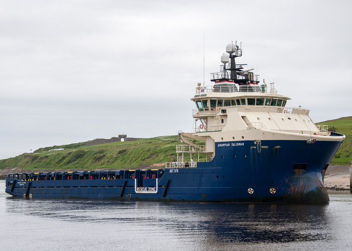 Photograph of the vessel  Grampian Talisman pictured arriving at Aberdeen on 13th June 2014