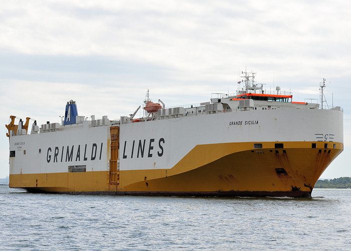 Photograph of the vessel  Grande Sicilia pictured approaching Southampton on 20th July 2012