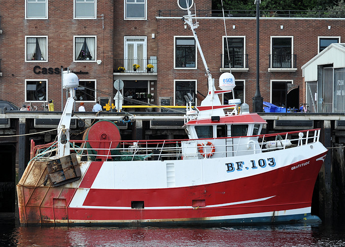 Photograph of the vessel fv Gratitude pictured at the Fish Quay, North Shields on 26th August 2012