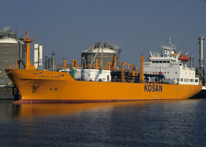 Photograph of the vessel  Greta Kosan pictured in Seinehaven, Rotterdam on 14th April 1996