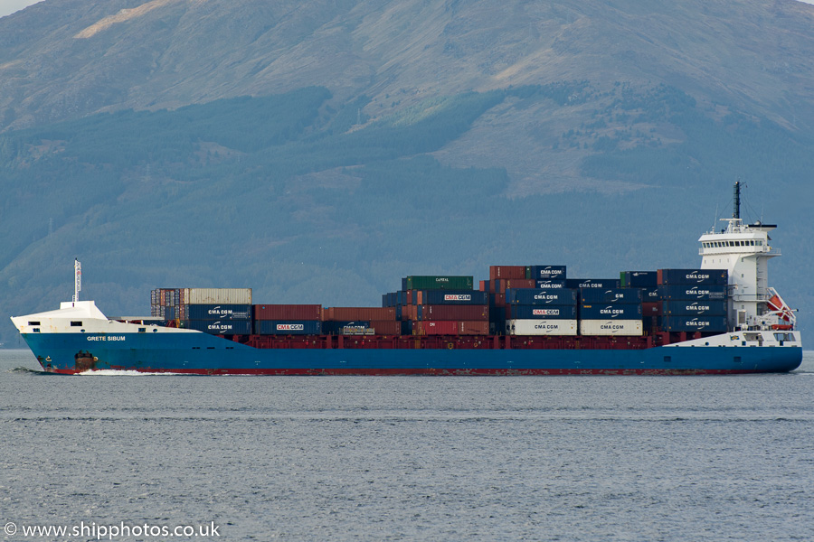 Photograph of the vessel  Grete Sibum pictured passing Gourock on 18th October 2015