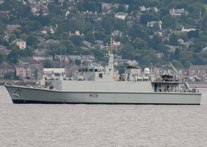 Photograph of the vessel HMS Grimsby pictured on the River Clyde on 14th August 2014