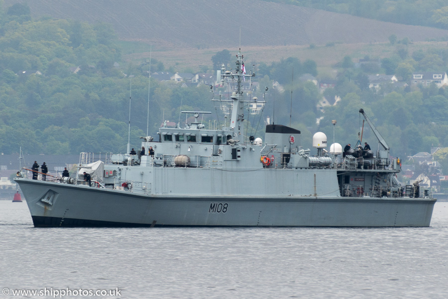 Photograph of the vessel HMS Grimsby pictured on the River Clyde on 4th June 2015