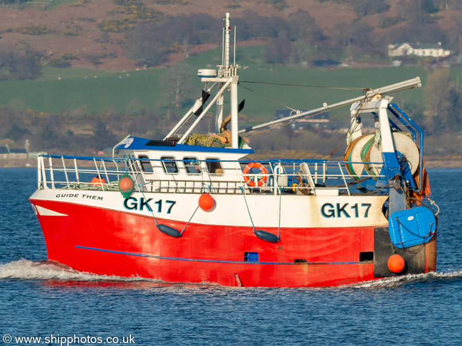 Photograph of the vessel fv Guide Them pictured passing Greenock on 25th March 2022
