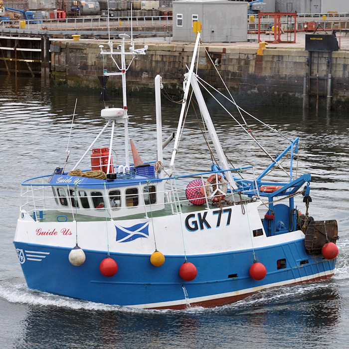 Photograph of the vessel fv Guide Us pictured departing James Watt Dock, Greenock on 3rd June 2012