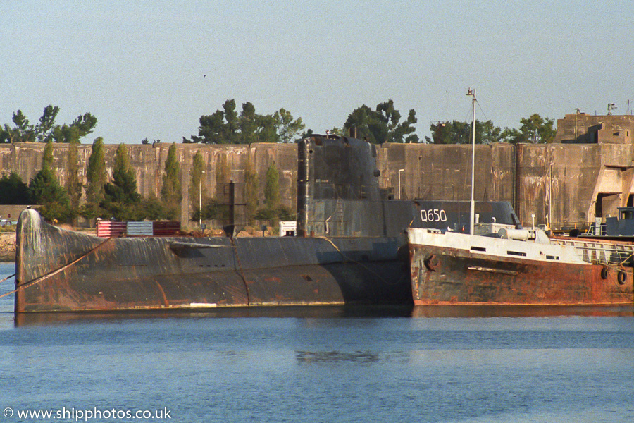 Photograph of the vessel FS Gymnote pictured laid up at Lorient on 23rd August 1989