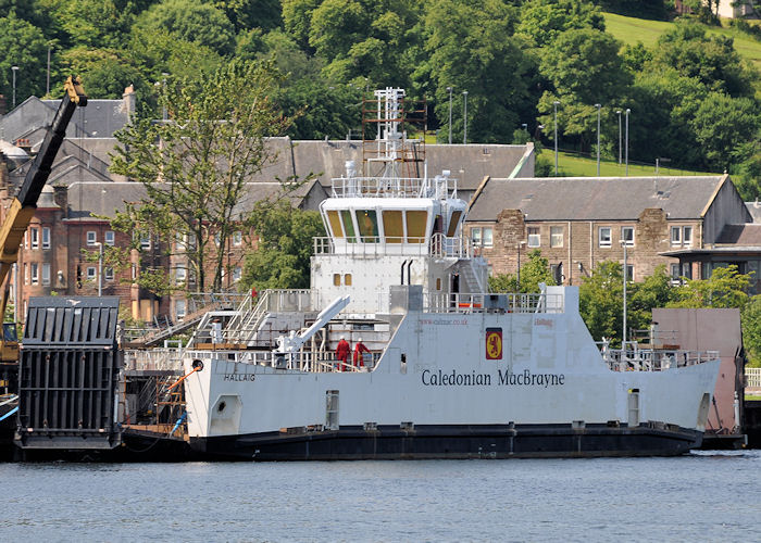 Photograph of the vessel  Hallaig pictured fitting out at Port Glasgow on 7th July 2013