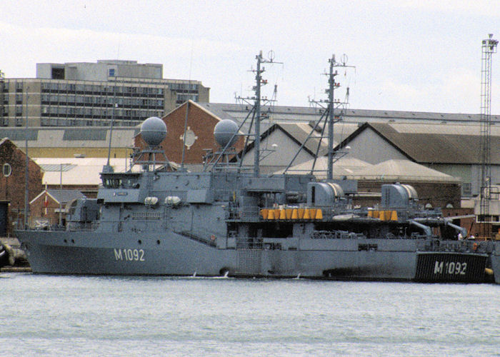 Photograph of the vessel FGS Hameln pictured in Portsmouth Naval Base on 24th June 1990