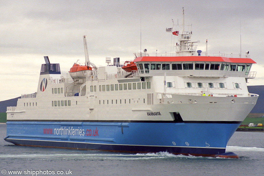 Photograph of the vessel  Hamnavoe pictured departing Stromness for Scrabster on 9th May 2003