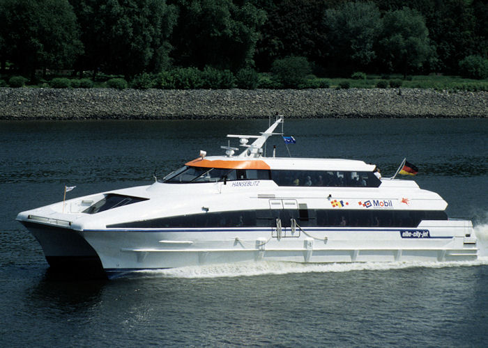 Photograph of the vessel  Hanseblitz pictured on the River Elbe on 5th June 1997