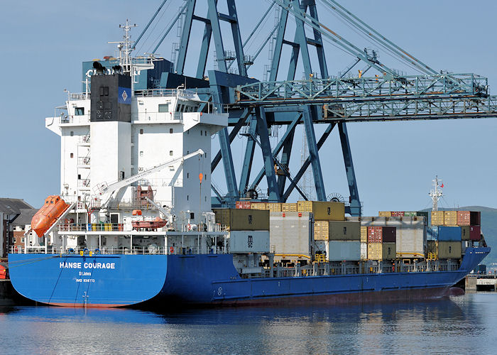 Photograph of the vessel  Hanse Courage pictured at Greenock Ocean Terminal on 7th July 2013