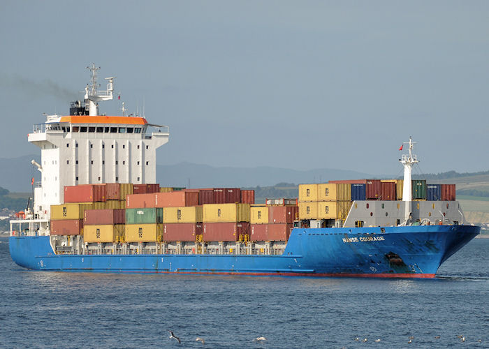 Photograph of the vessel  Hanse Courage pictured departing Greenock Ocean Terminal on 21st July 2013