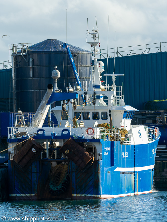 Photograph of the vessel fv Harvest Hope pictured at Peterhead on 12th September 2024