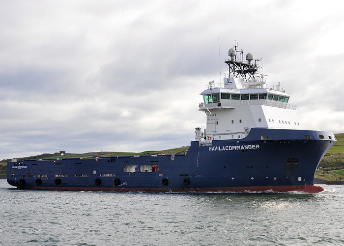 Photograph of the vessel  Havila Commander pictured arriving at Aberdeen on 14th September 2012